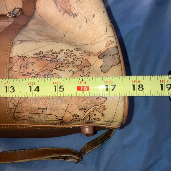 Elan 1969 Classic Map-Print Tan Weekender Bag - Picture 12 of 13